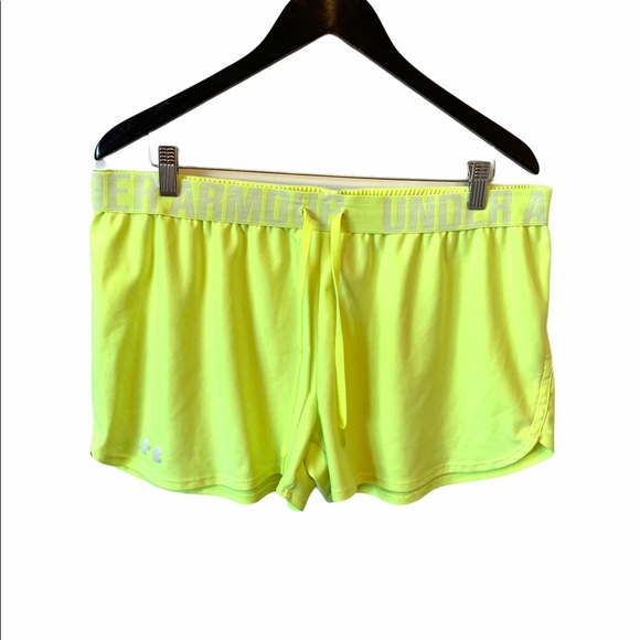 Under Armour neon yellow semi fitted short